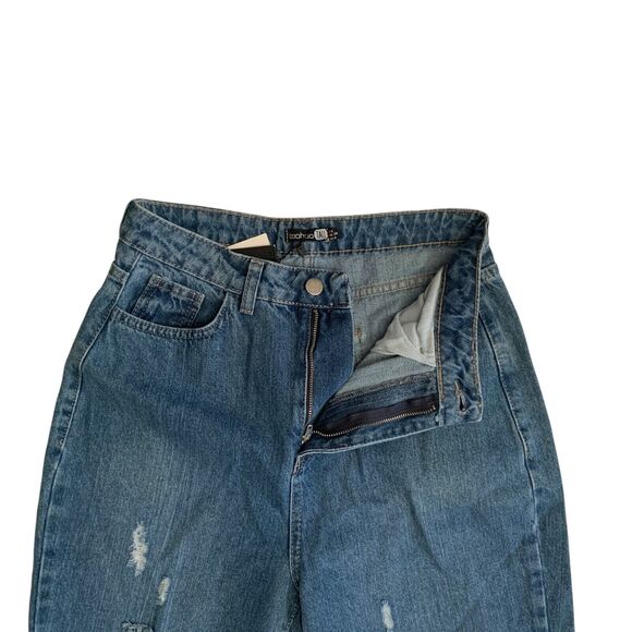 Boohoo Women's Size 4 Tall Distressed Mom Denim Jean Brand New - Picture 5 of 16